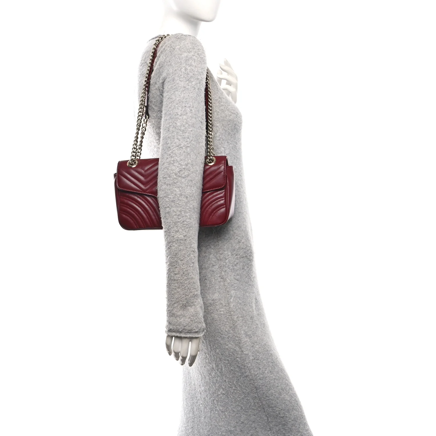 Calfskin Matelasse Small GG Marmont Shoulder Bag Rosso Ancora Red - Image 2