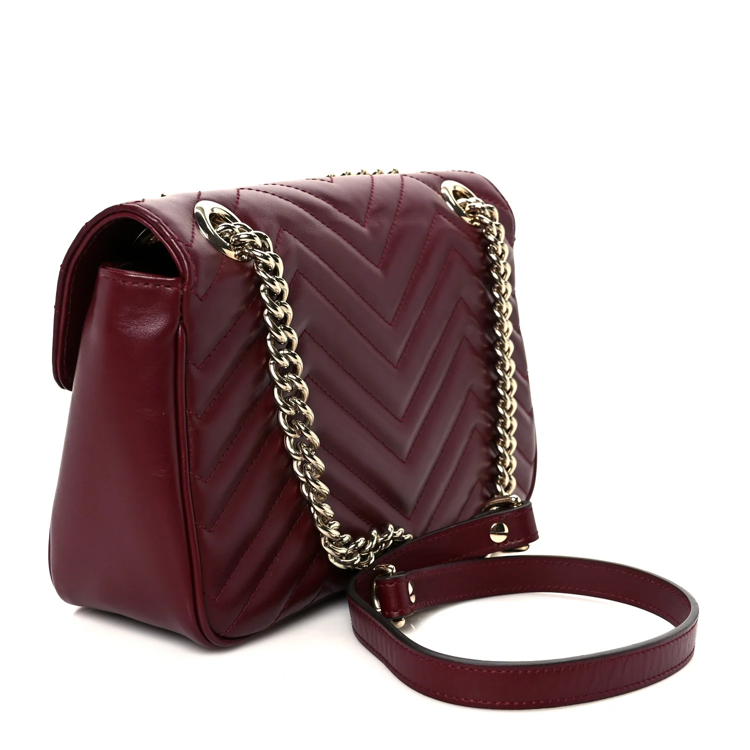 Calfskin Matelasse Small GG Marmont Shoulder Bag Rosso Ancora Red - Image 3