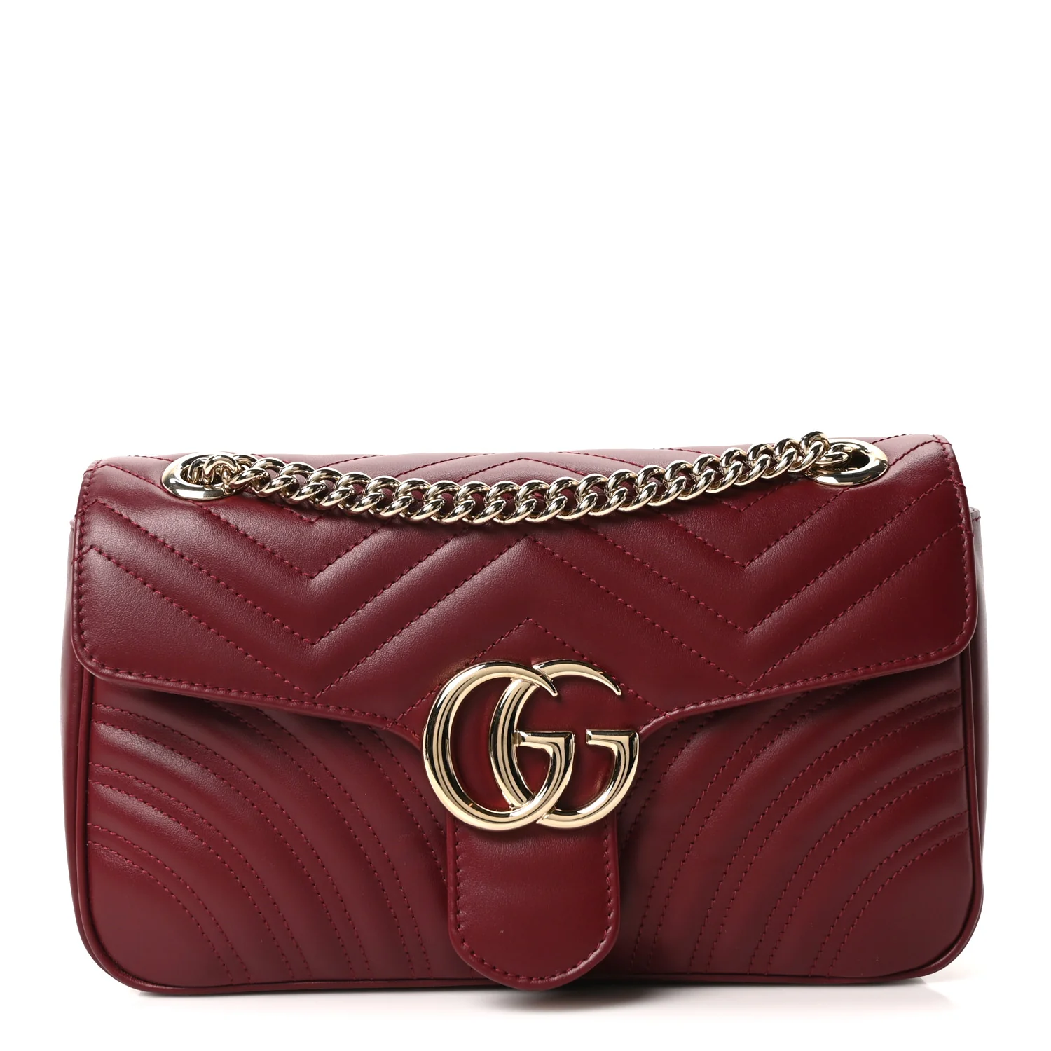 Calfskin Matelasse Small GG Marmont Shoulder Bag Rosso Ancora Red