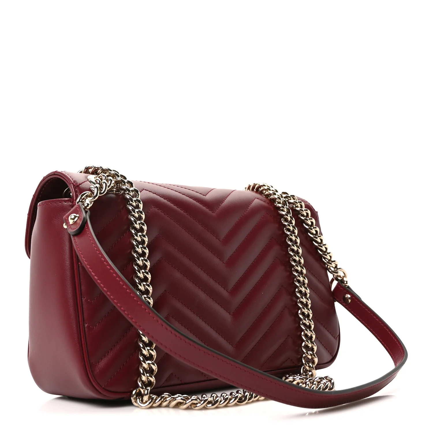 Calfskin Matelasse Small GG Marmont Shoulder Bag Rosso Ancora Red - Image 3