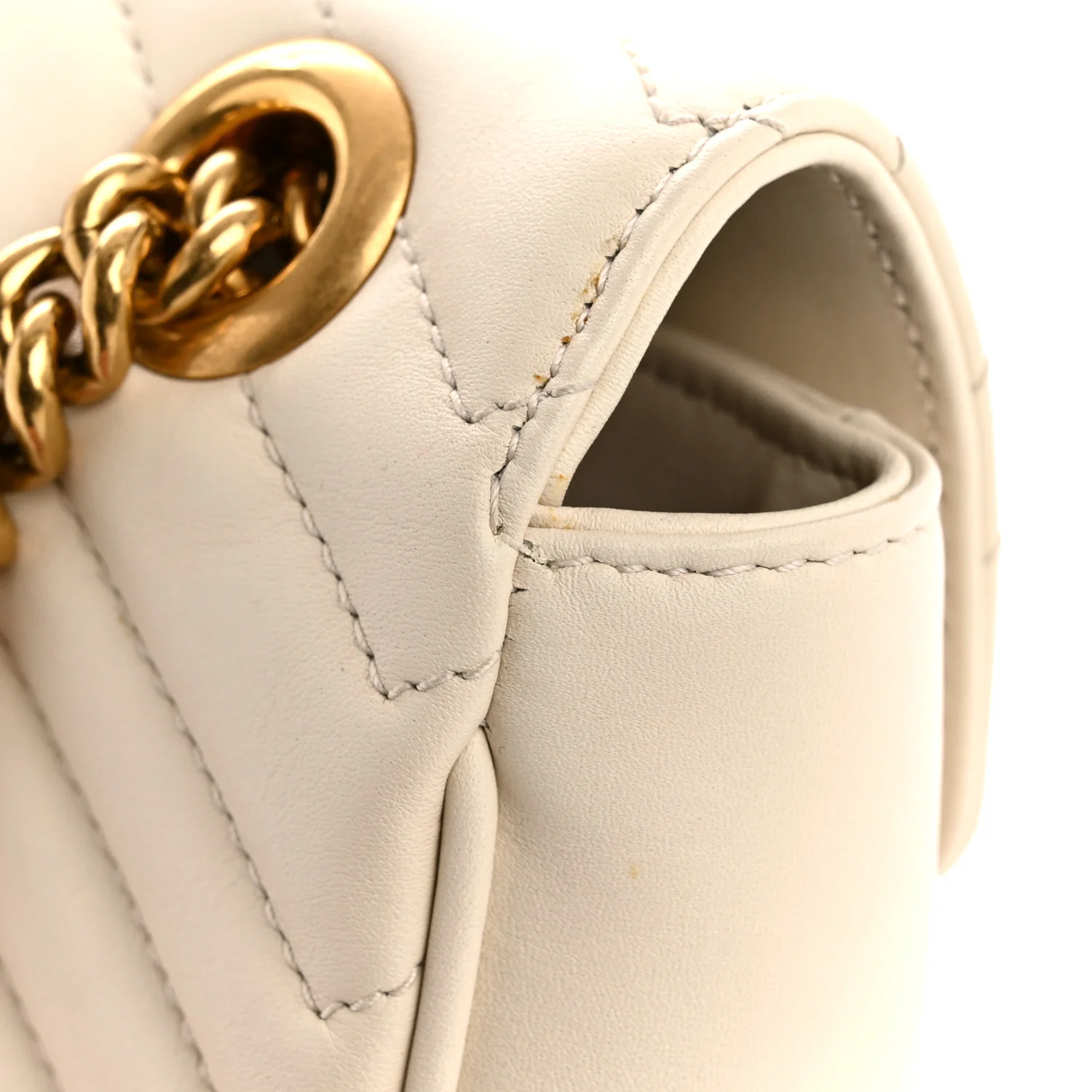 Calfskin Matelasse Small GG Marmont Shoulder Bag White - Image 11