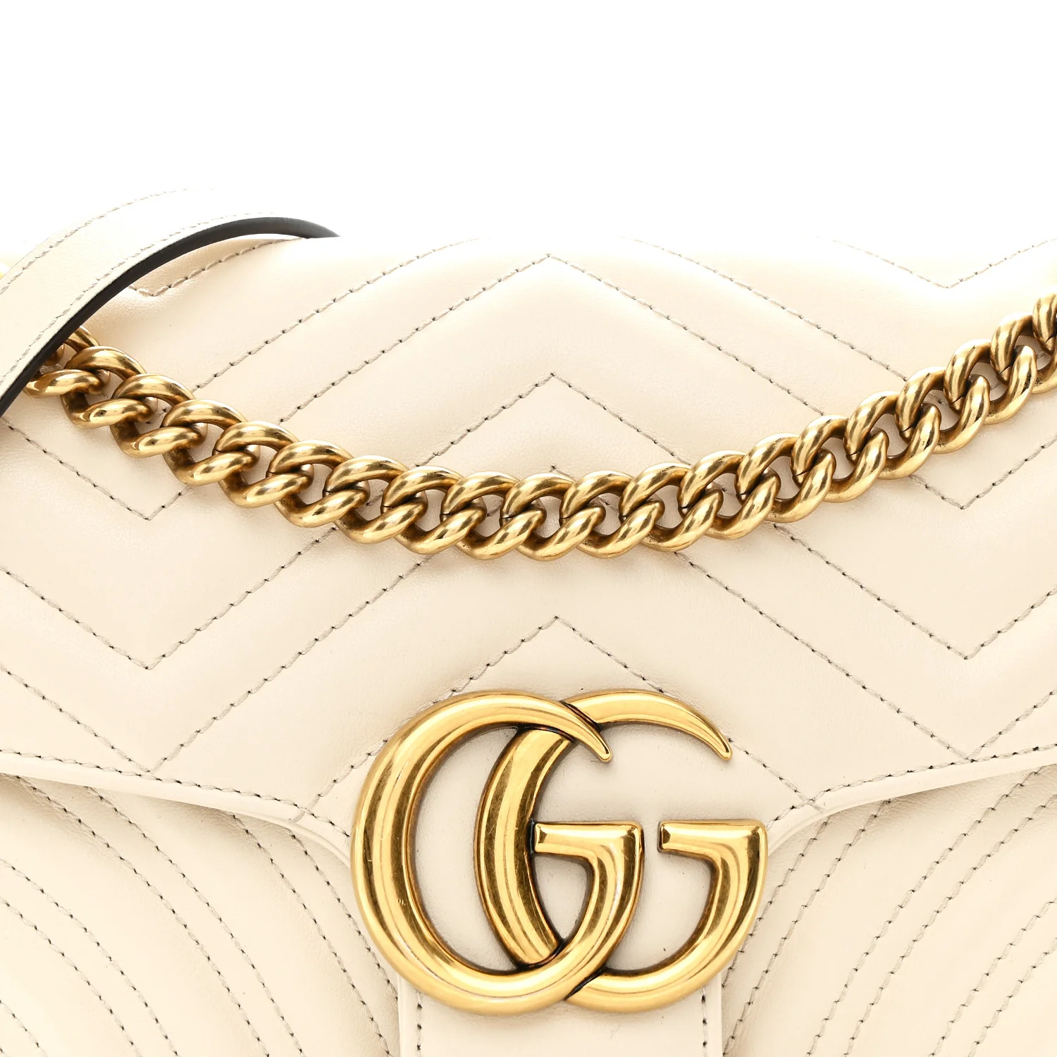 Calfskin Matelasse Small GG Marmont Shoulder Bag White - Image 15