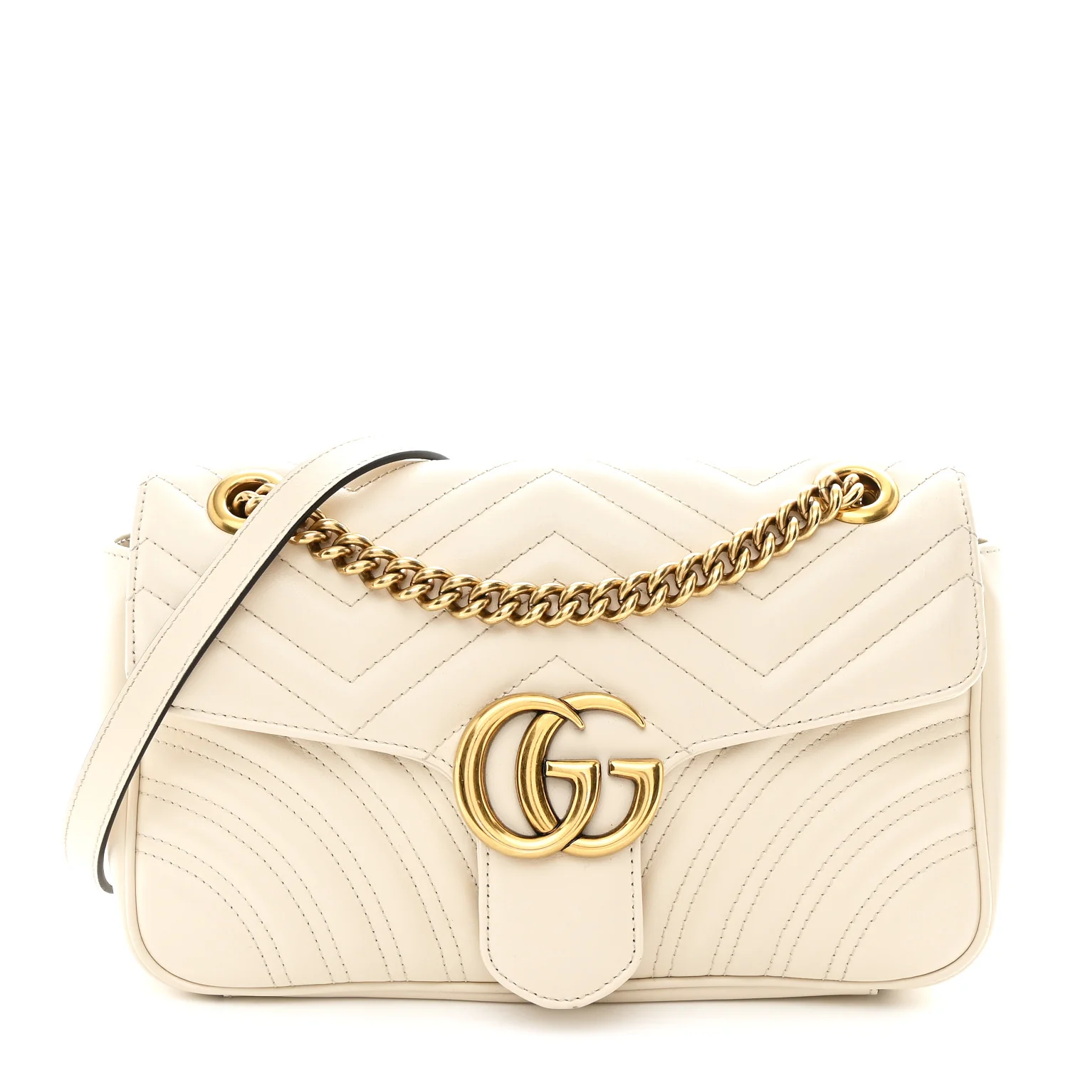 Calfskin Matelasse Small GG Marmont Shoulder Bag White - Image 2