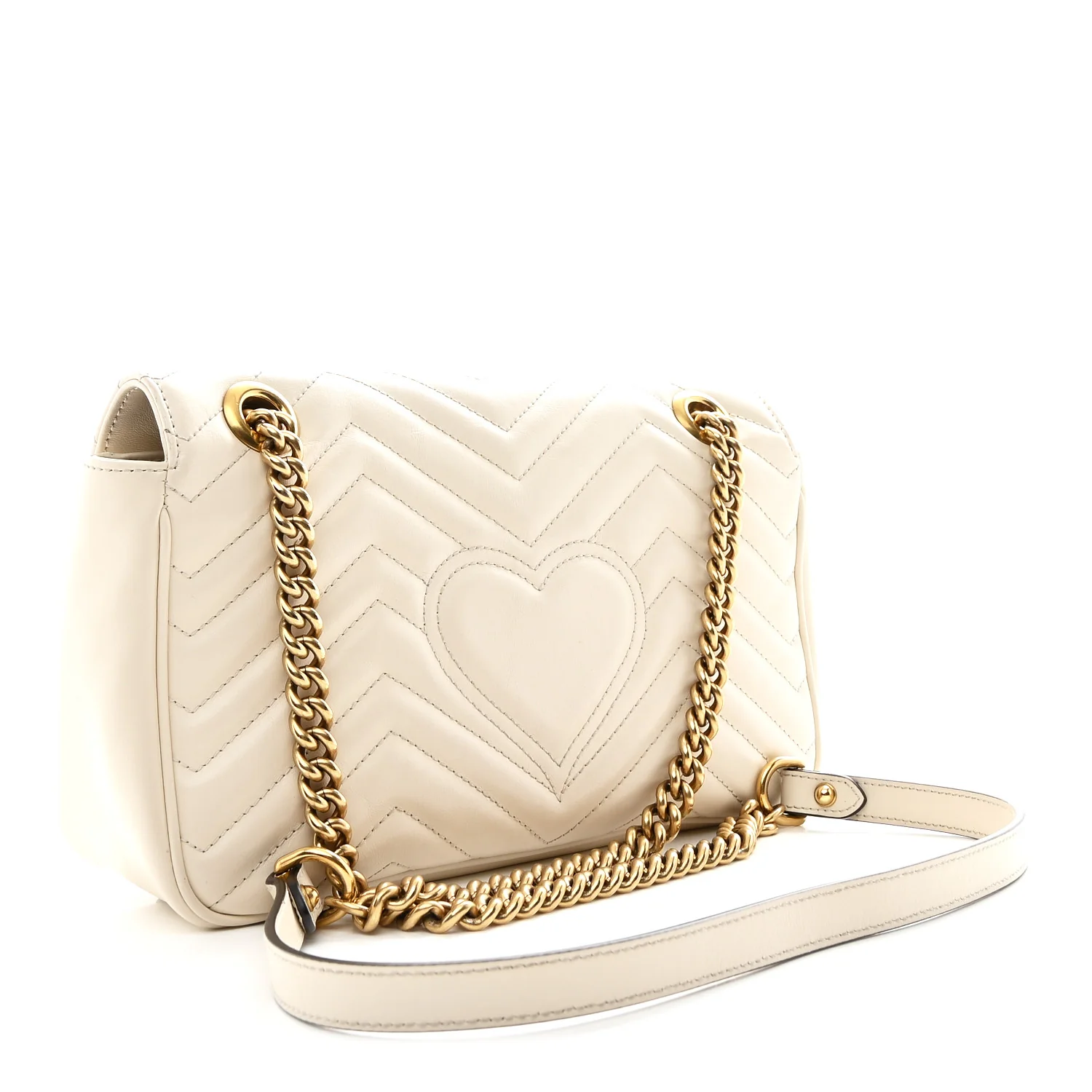 Calfskin Matelasse Small GG Marmont Shoulder Bag White - Image 4