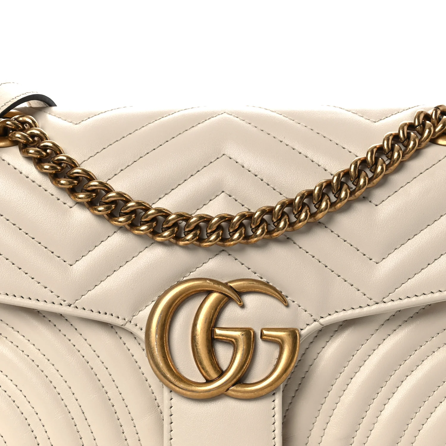 Calfskin Matelasse Small GG Marmont Shoulder Bag White - Image 8