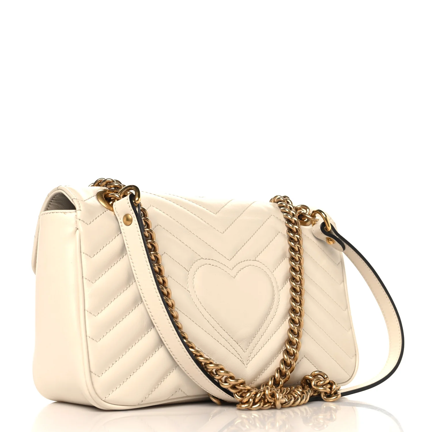 Calfskin Matelasse Small GG Marmont Shoulder Bag White - Image 3