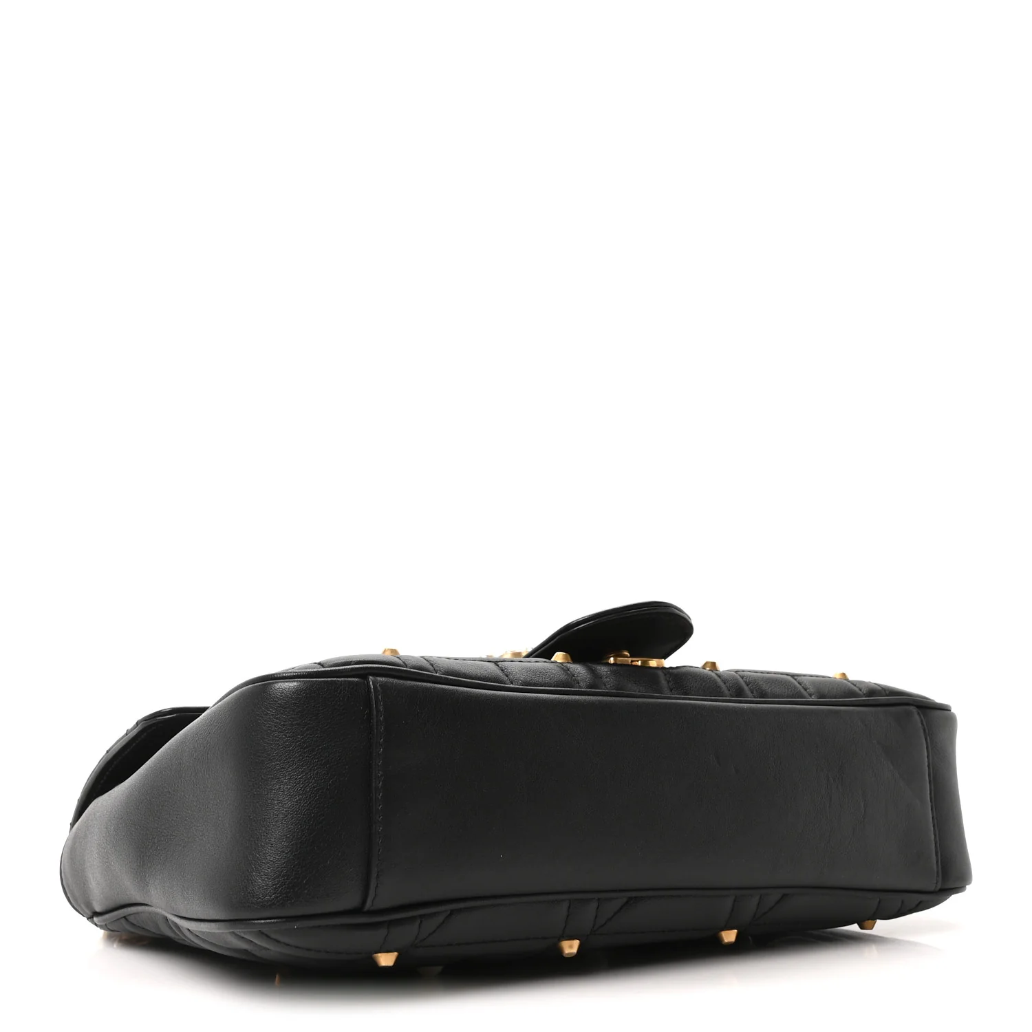 Calfskin Matelasse Studded Medium Pearly GG Marmont Shoulder Bag Black - Image 4