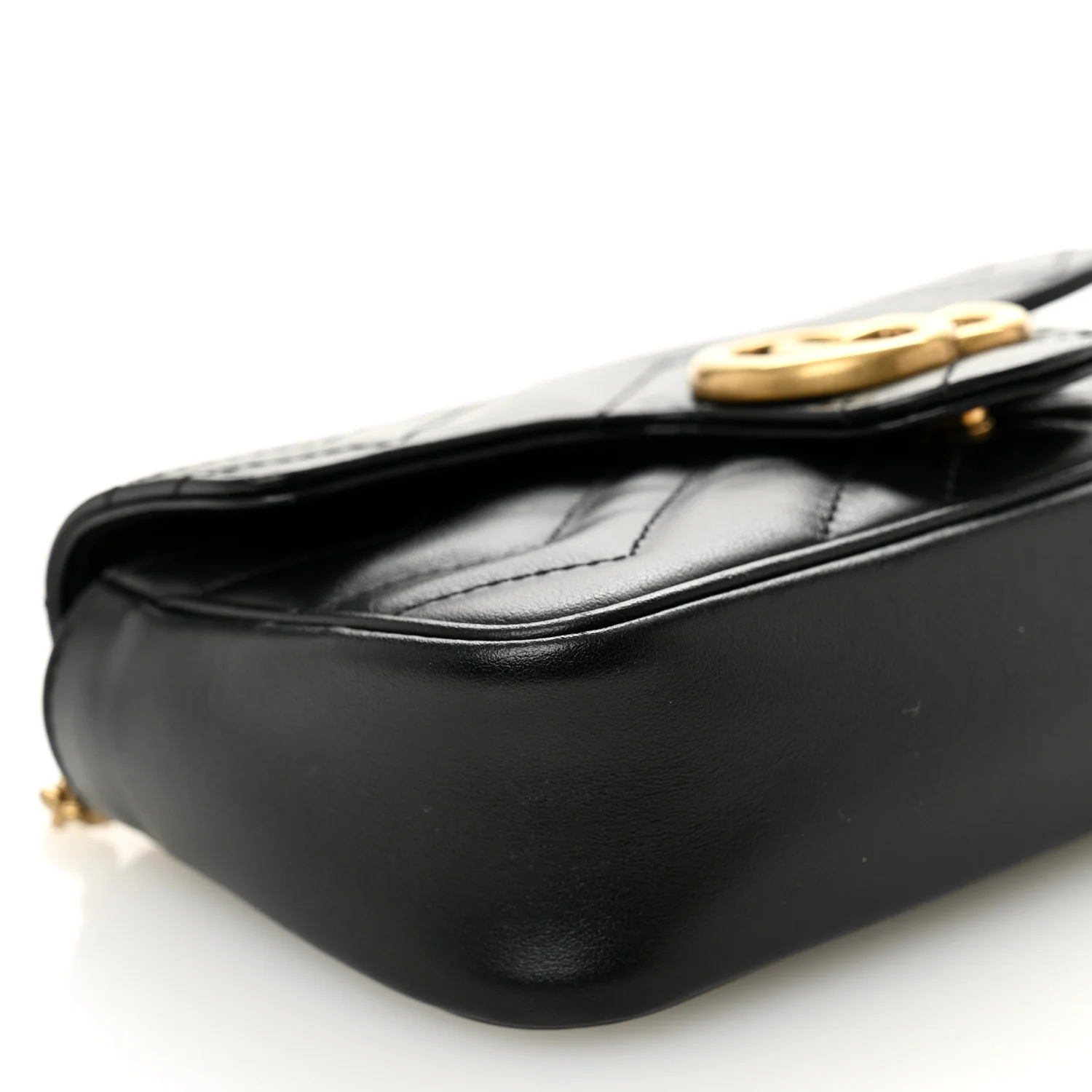 Calfskin Matelasse Super Mini GG Marmont Shoulder Bag Black - Image 9