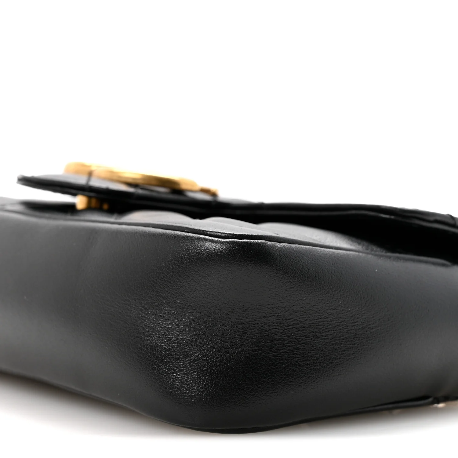 Calfskin Matelasse Super Mini GG Marmont Shoulder Bag Black - Image 10