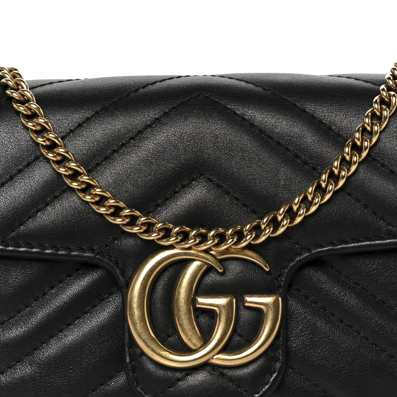 Calfskin Matelasse Super Mini GG Marmont Shoulder Bag Black - Image 8