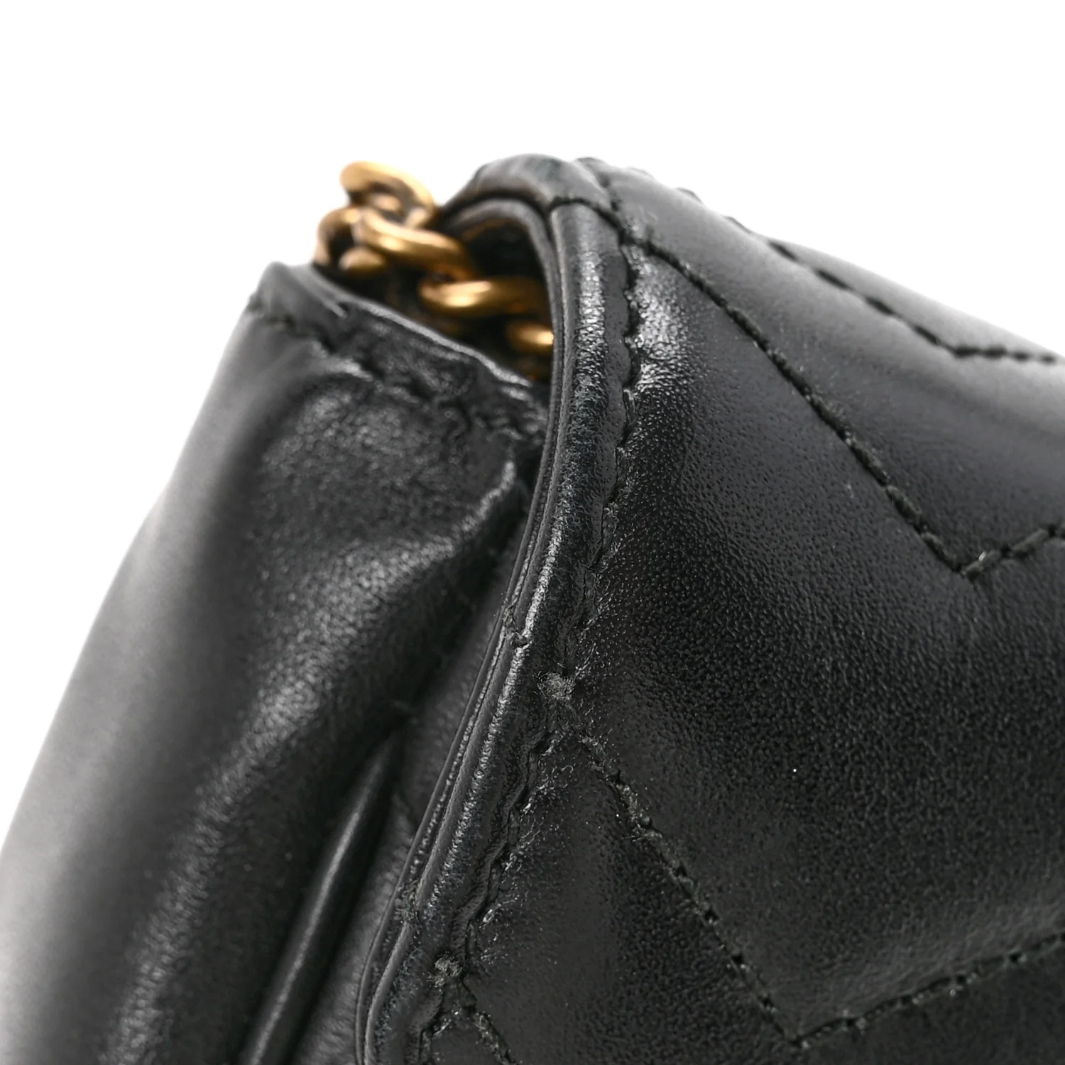 Calfskin Matelasse Super Mini GG Marmont Shoulder Bag Black - Image 12