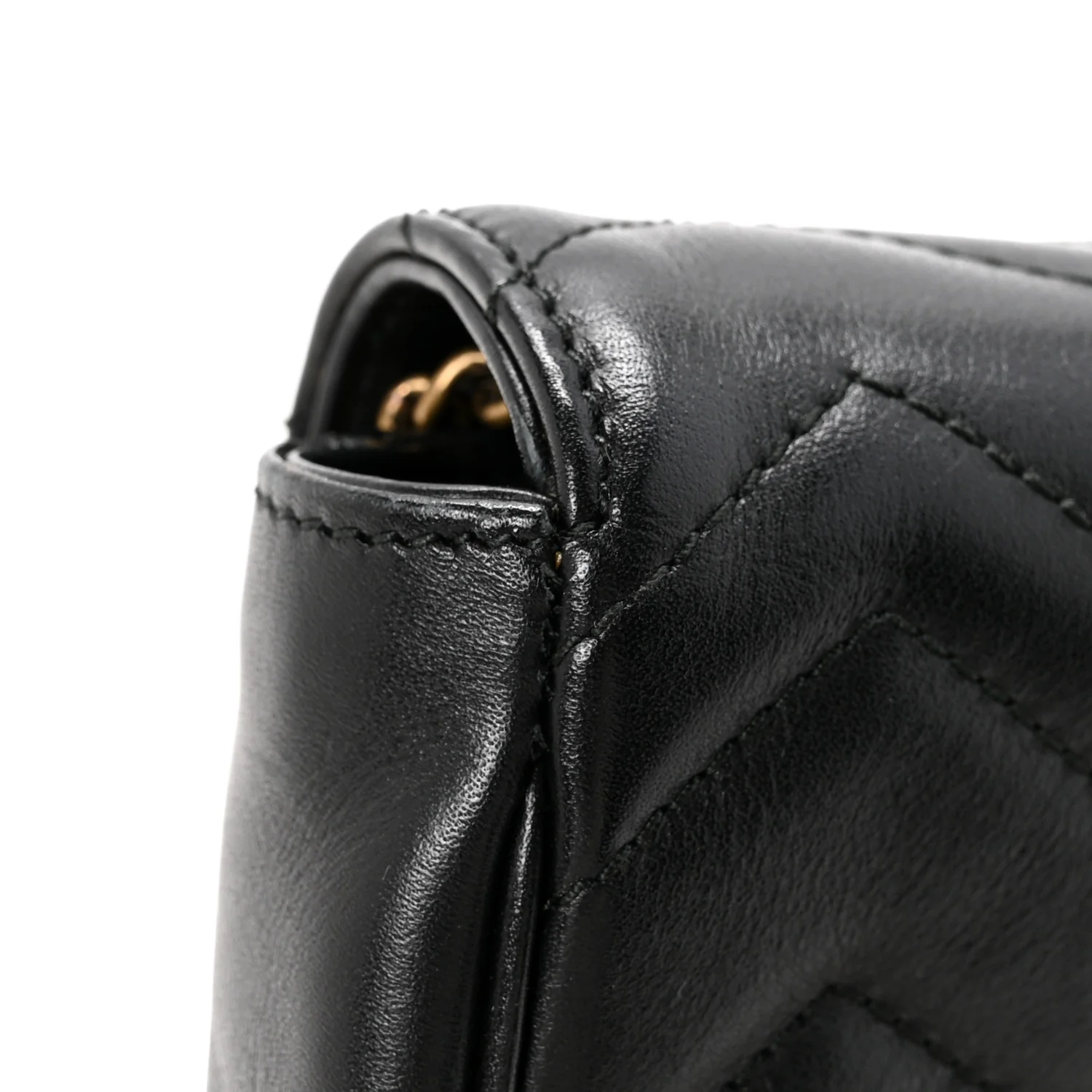 Calfskin Matelasse Super Mini GG Marmont Shoulder Bag Black - Image 14