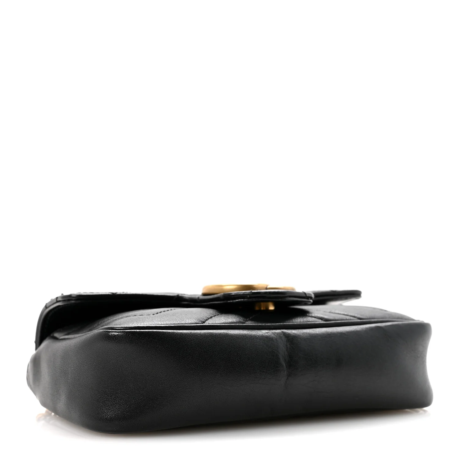 Calfskin Matelasse Super Mini GG Marmont Shoulder Bag Black - Image 4