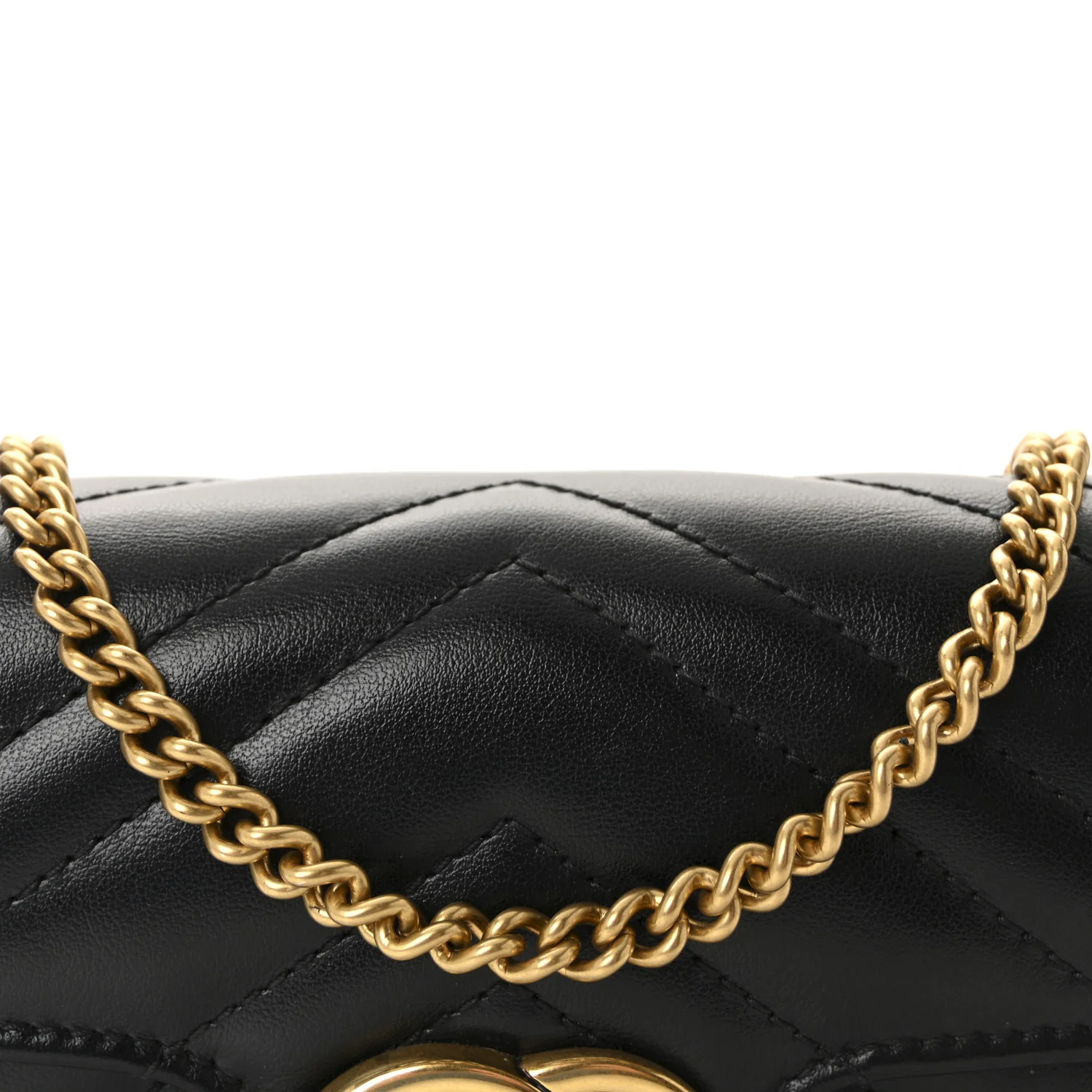 Calfskin Matelasse Super Mini GG Marmont Shoulder Bag Black - Image 8