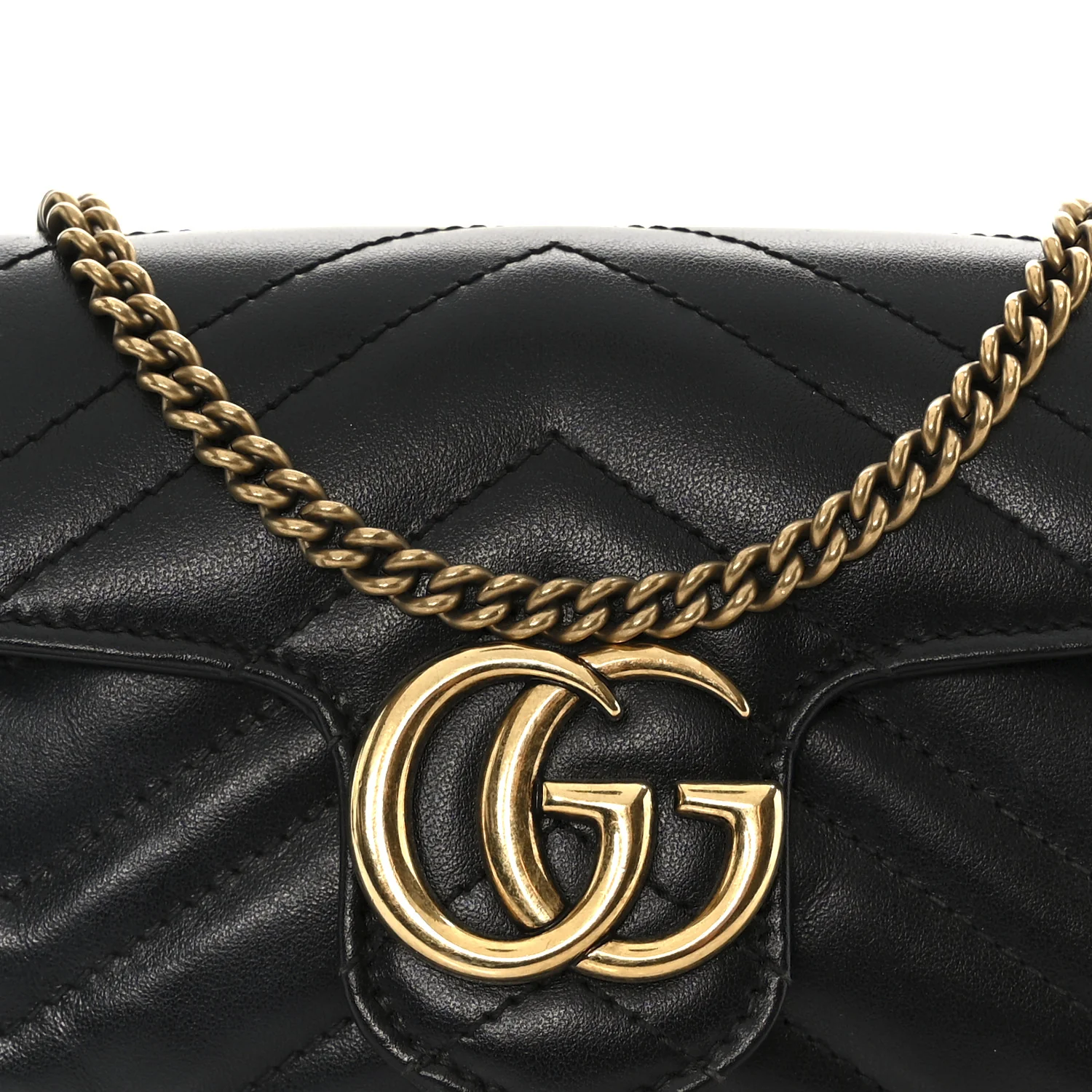 Calfskin Matelasse Super Mini GG Marmont Shoulder Bag Black - Image 8
