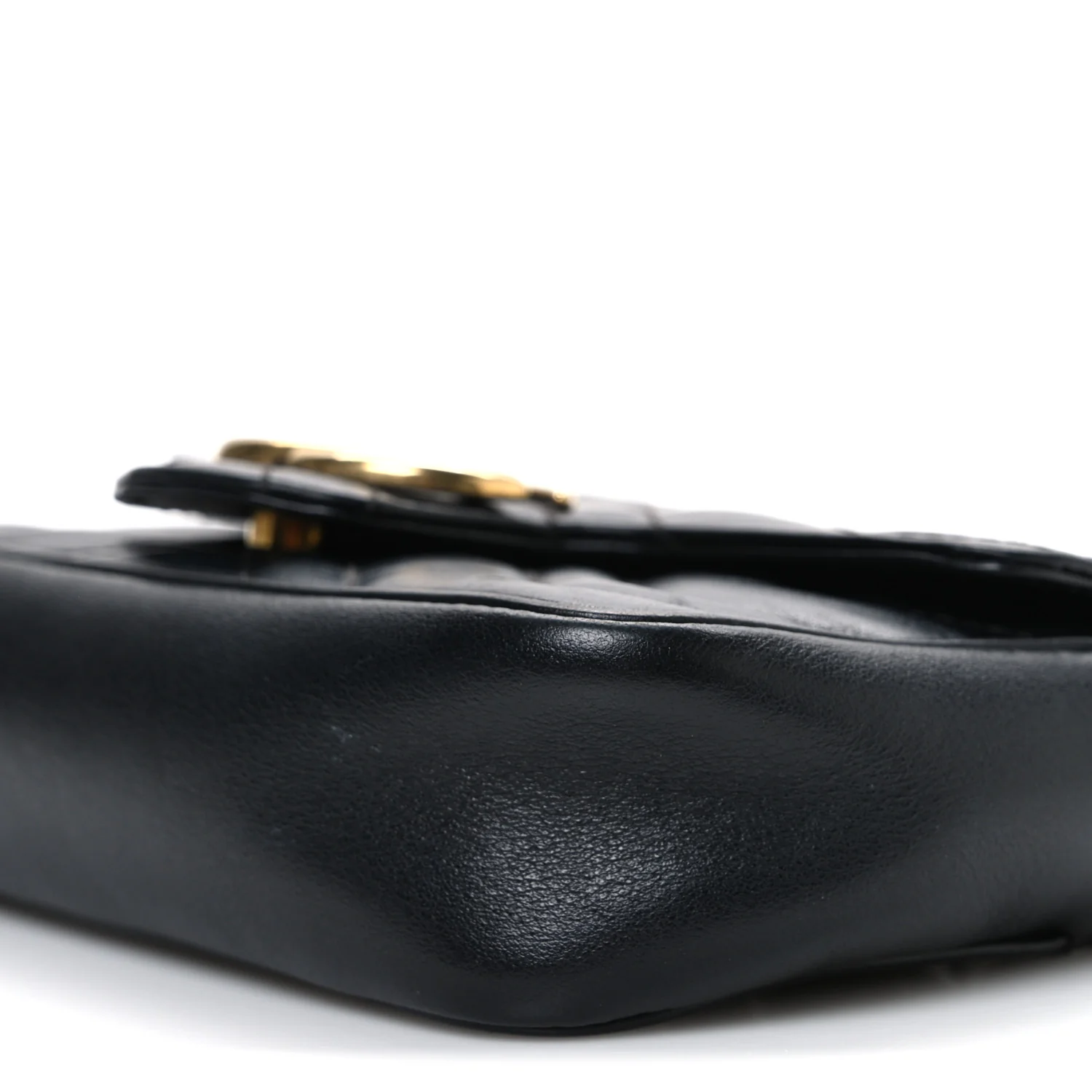 Calfskin Matelasse Super Mini GG Marmont Shoulder Bag Black - Image 10