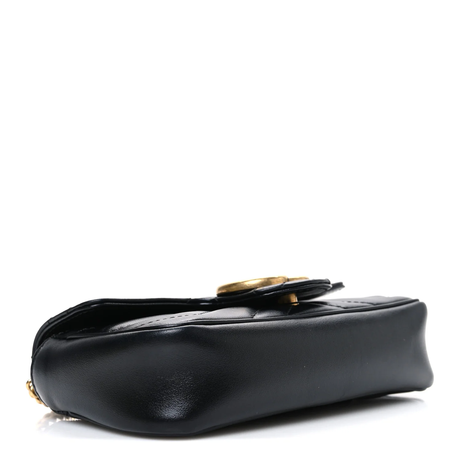 Calfskin Matelasse Super Mini GG Marmont Shoulder Bag Black - Image 4