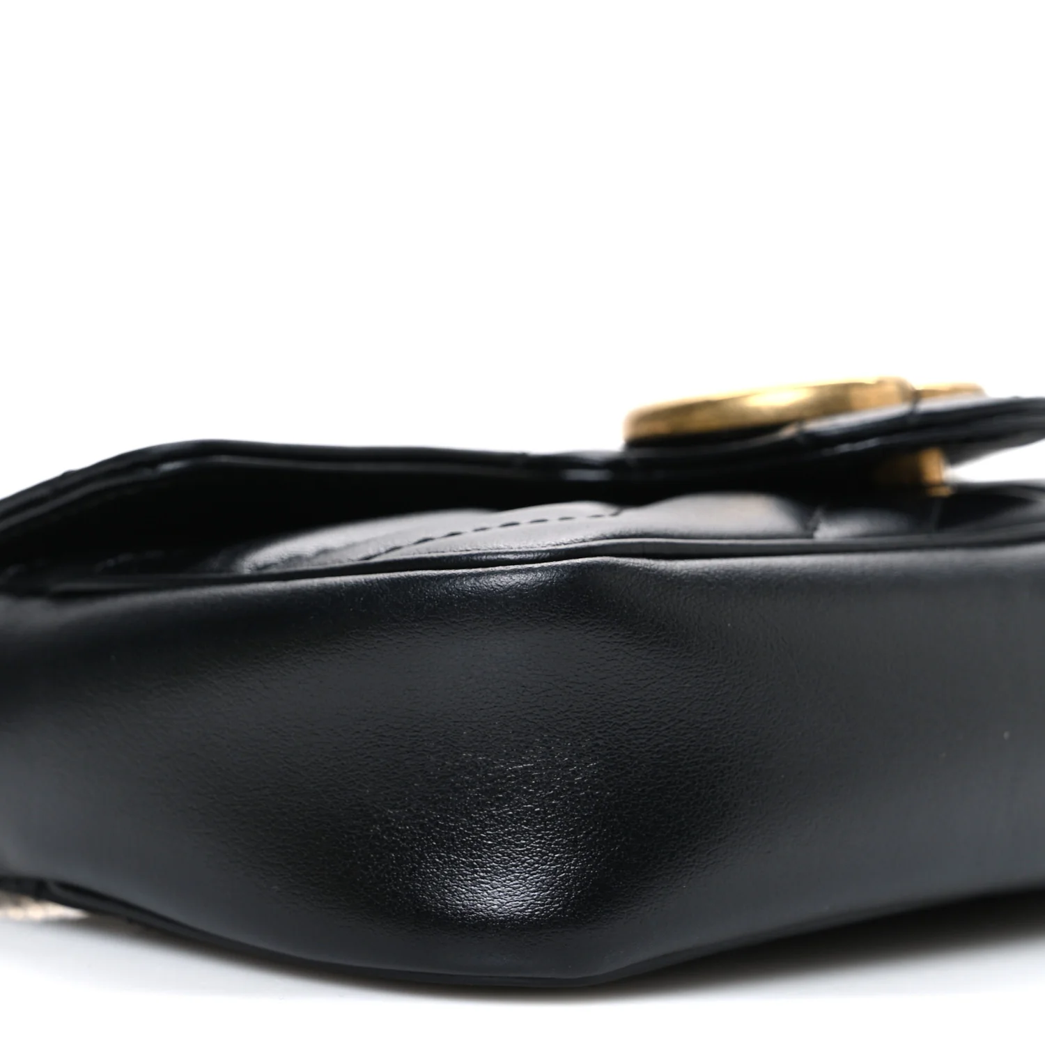Calfskin Matelasse Super Mini GG Marmont Shoulder Bag Black - Image 9