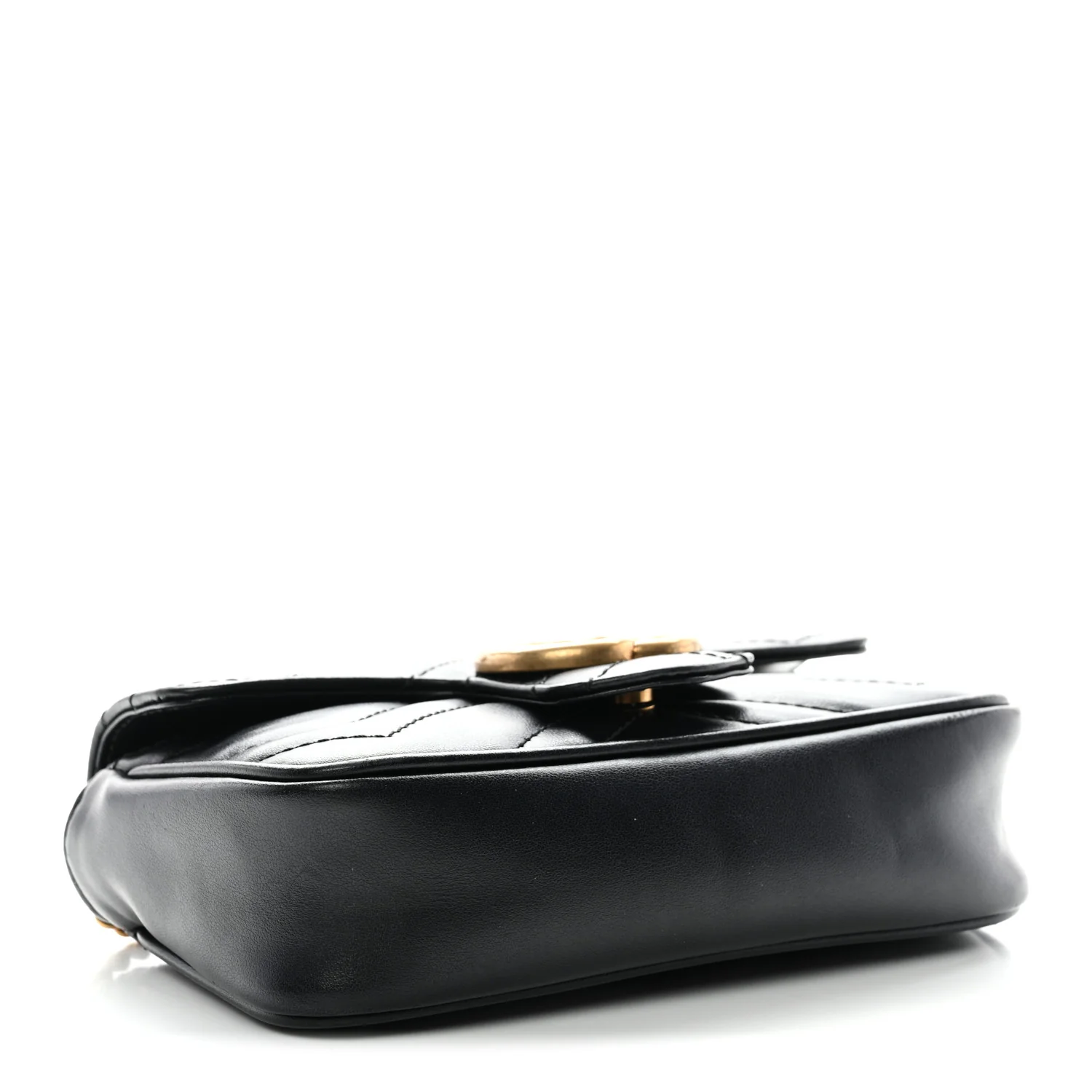 Calfskin Matelasse Super Mini GG Marmont Shoulder Bag Black - Image 4