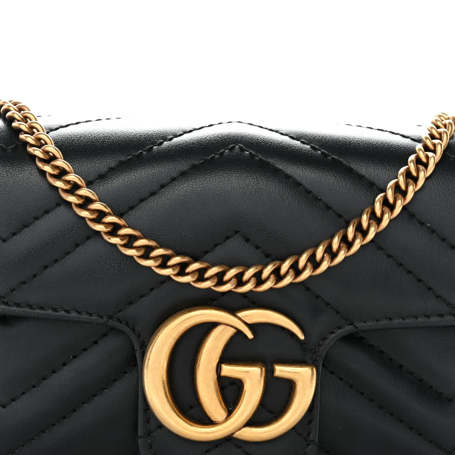 Calfskin Matelasse Super Mini GG Marmont Shoulder Bag Black - Image 8