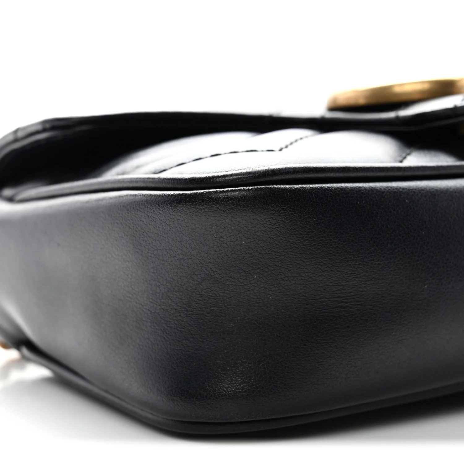 Calfskin Matelasse Super Mini GG Marmont Shoulder Bag Black - Image 9