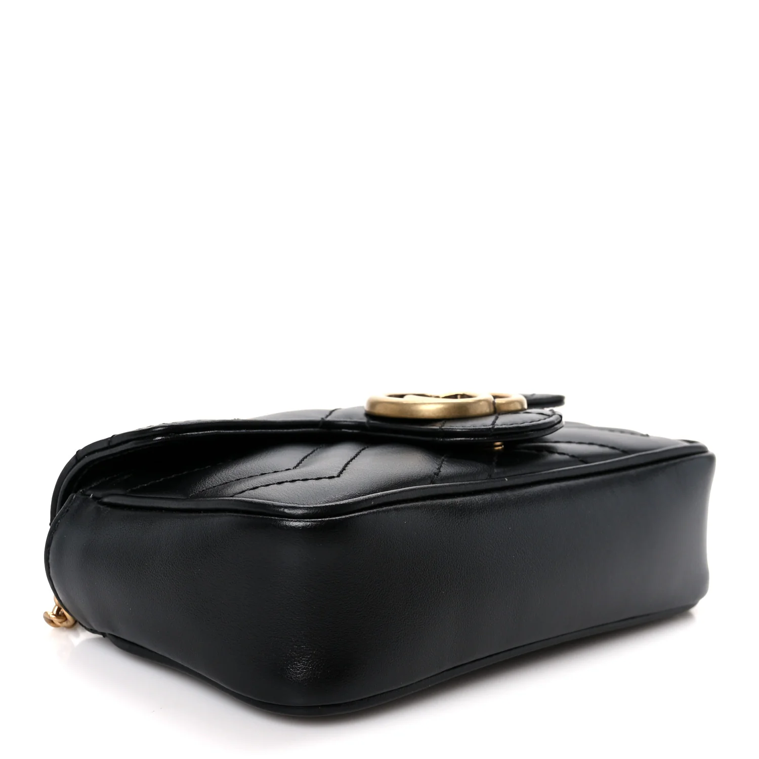 Calfskin Matelasse Super Mini GG Marmont Shoulder Bag Black - Image 4