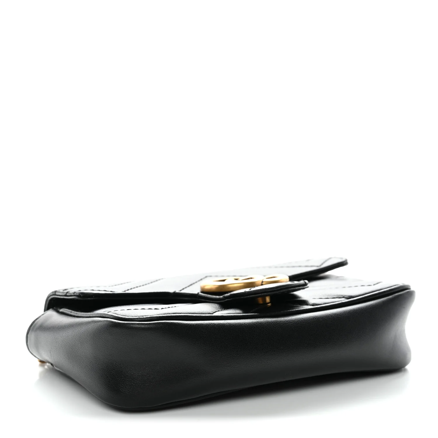 Calfskin Matelasse Super Mini GG Marmont Shoulder Bag Black - Image 4