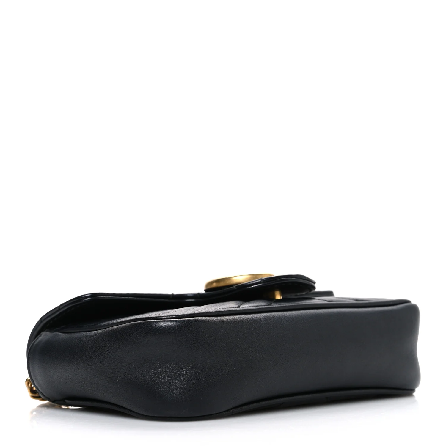 Calfskin Matelasse Super Mini GG Marmont Shoulder Bag Black - Image 4
