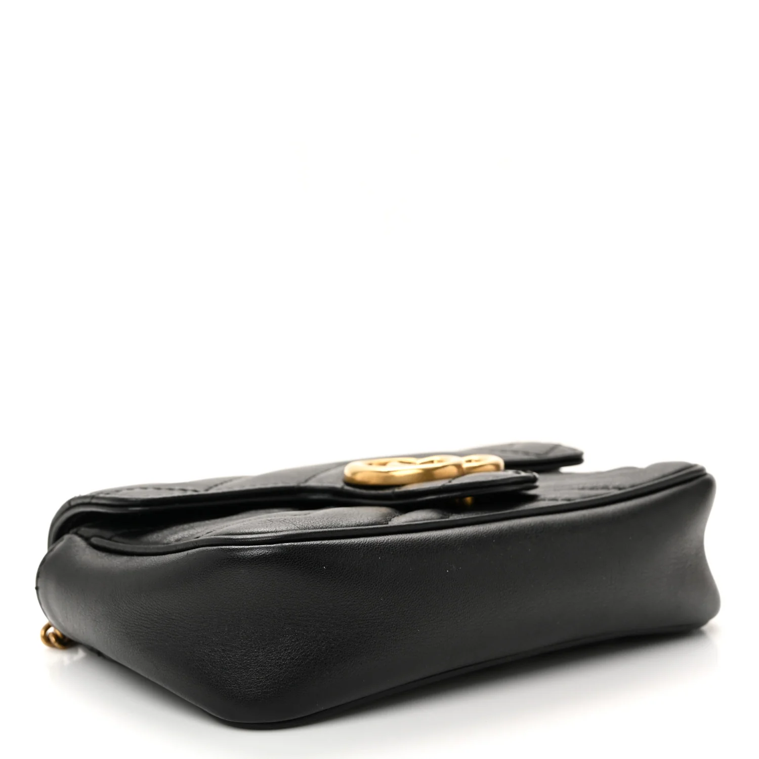Calfskin Matelasse Super Mini GG Marmont Shoulder Bag Black - Image 4