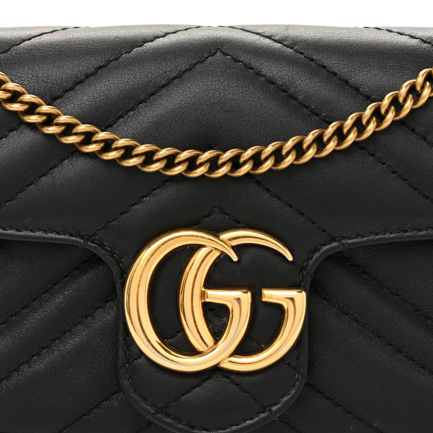 Calfskin Matelasse Super Mini GG Marmont Shoulder Bag Black - Image 7