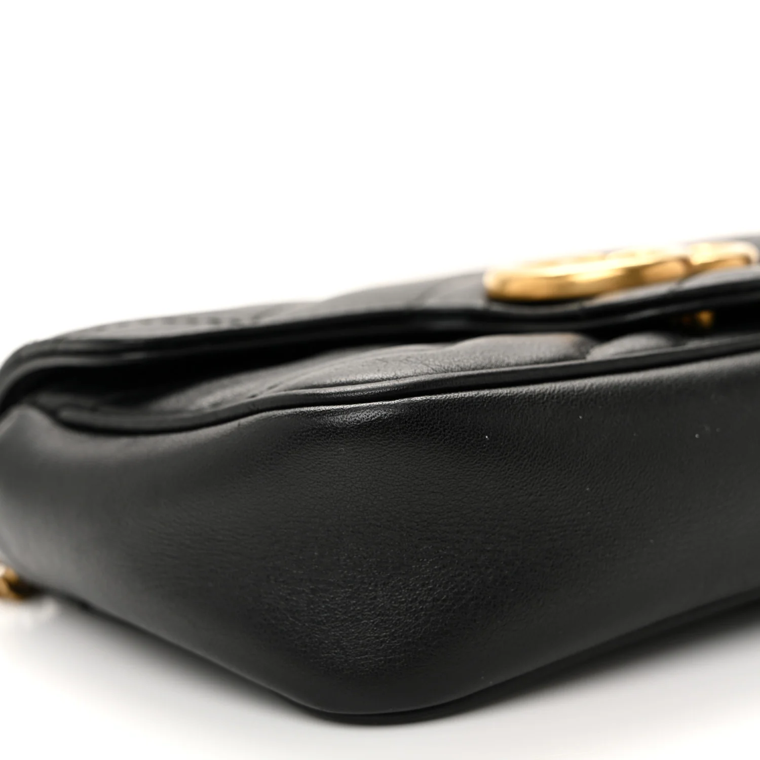 Calfskin Matelasse Super Mini GG Marmont Shoulder Bag Black - Image 8