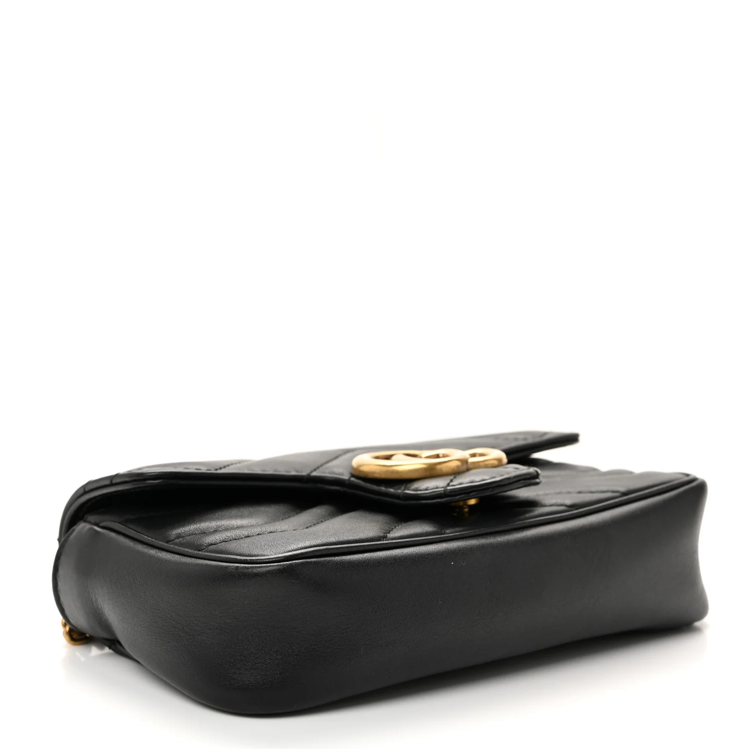 Calfskin Matelasse Super Mini GG Marmont Shoulder Bag Black - Image 4