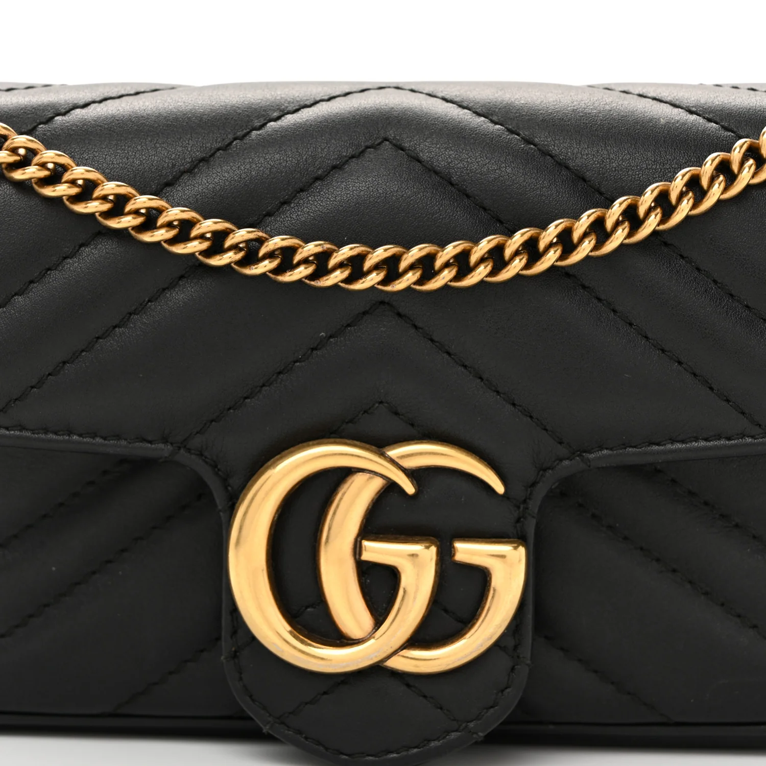Calfskin Matelasse Super Mini GG Marmont Shoulder Bag Black - Image 8