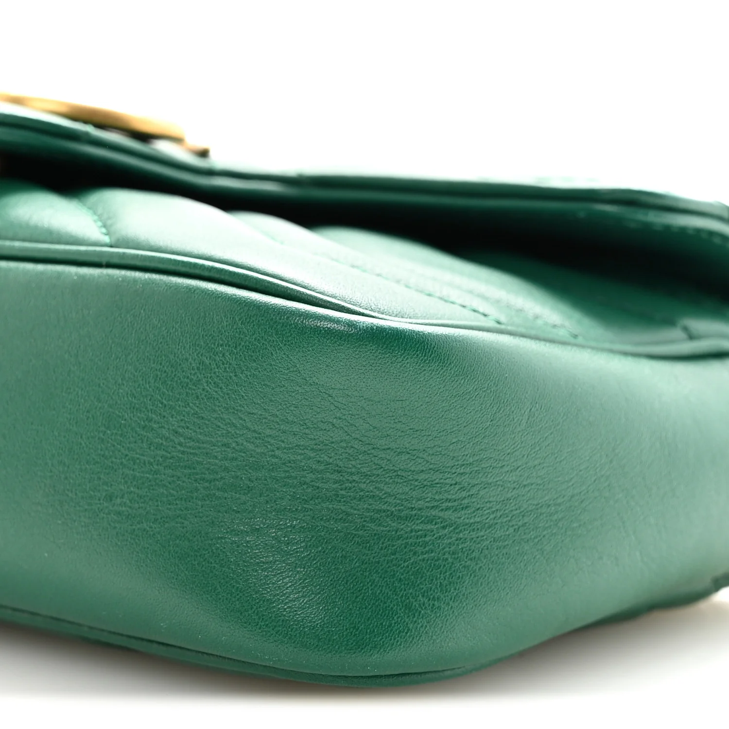 Calfskin Matelasse Super Mini GG Marmont Shoulder Bag Emerald Green - Image 10