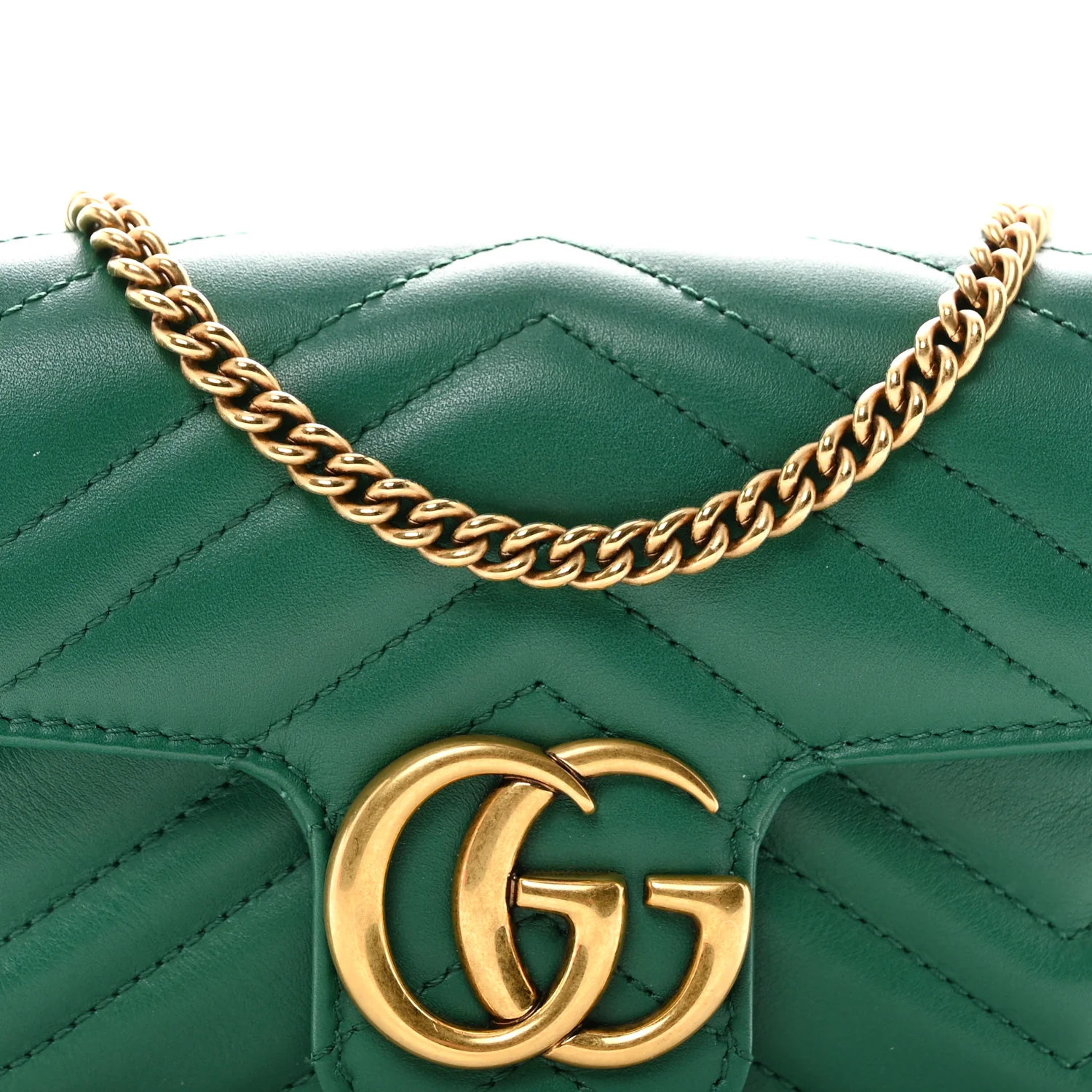 Calfskin Matelasse Super Mini GG Marmont Shoulder Bag Emerald Green - Image 8