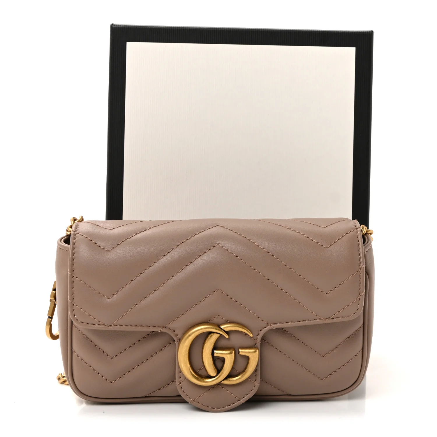 Calfskin Matelasse Super Mini GG Marmont Shoulder Bag Porcelain Rose - Image 11
