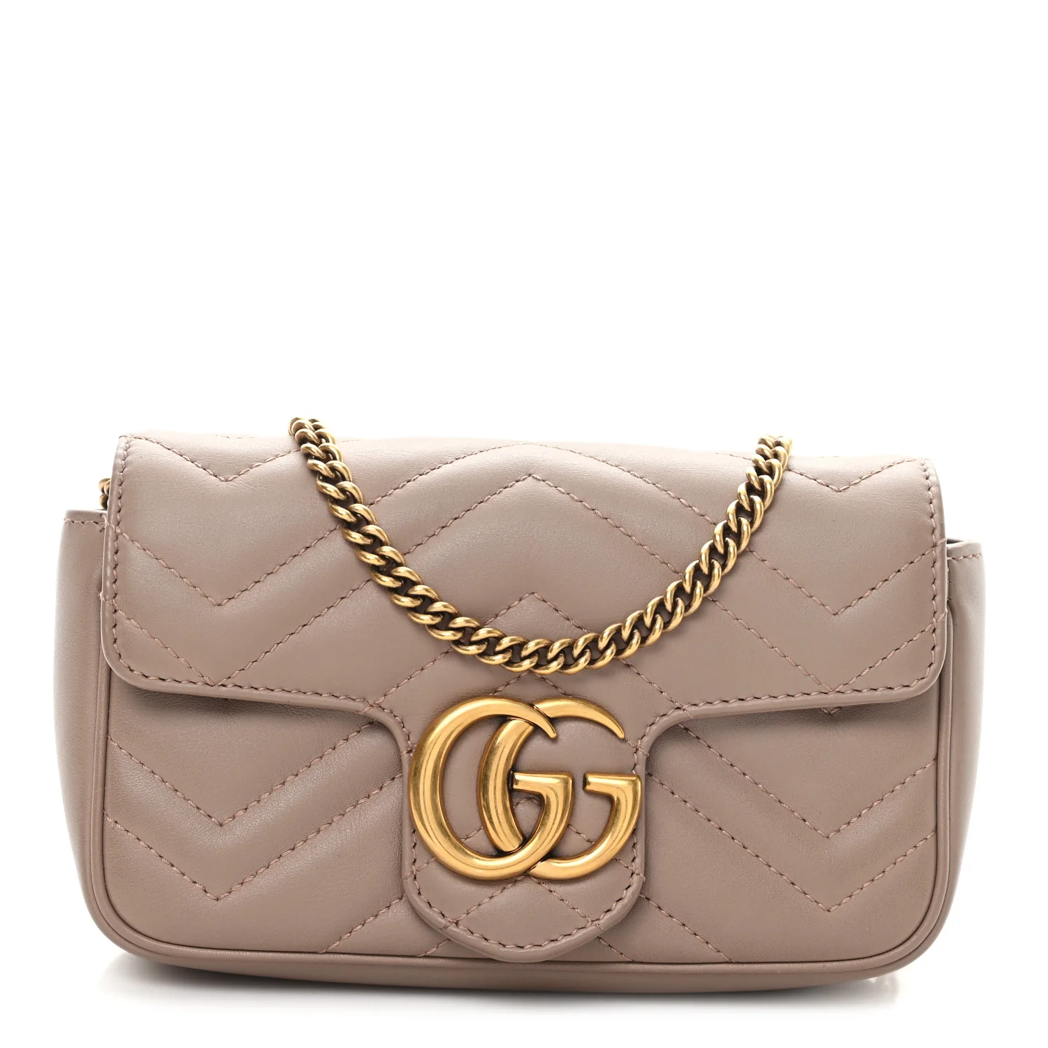 Calfskin Matelasse Super Mini GG Marmont Shoulder Bag Porcelain Rose