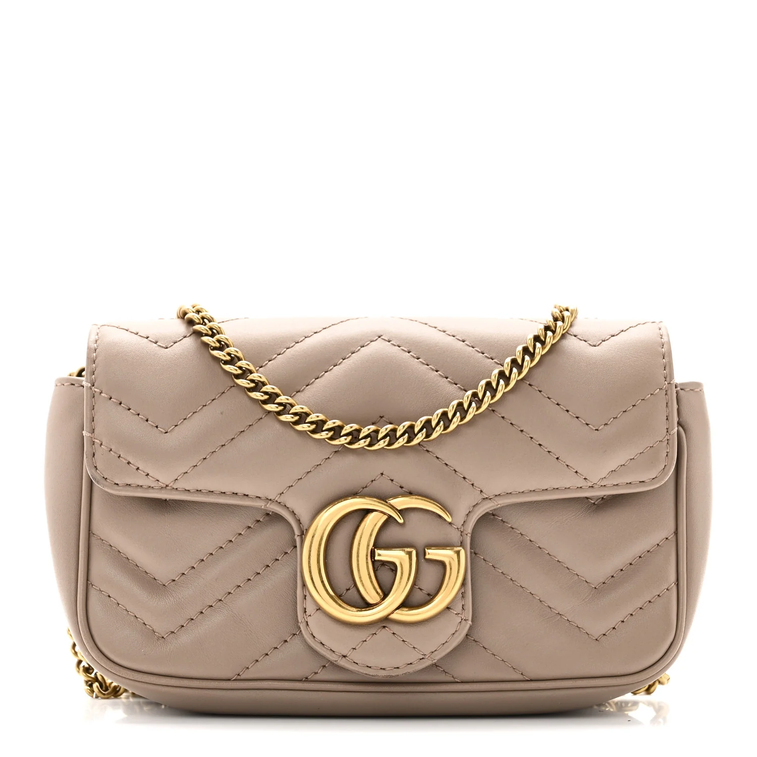 Calfskin Matelasse Super Mini GG Marmont Shoulder Bag Porcelain Rose