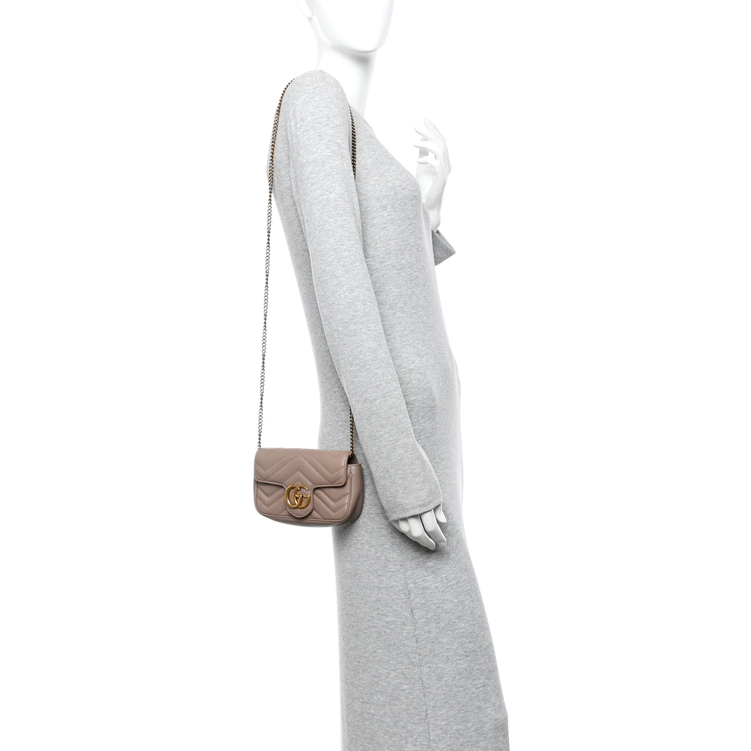 Calfskin Matelasse Super Mini GG Marmont Shoulder Bag Porcelain Rose - Image 2