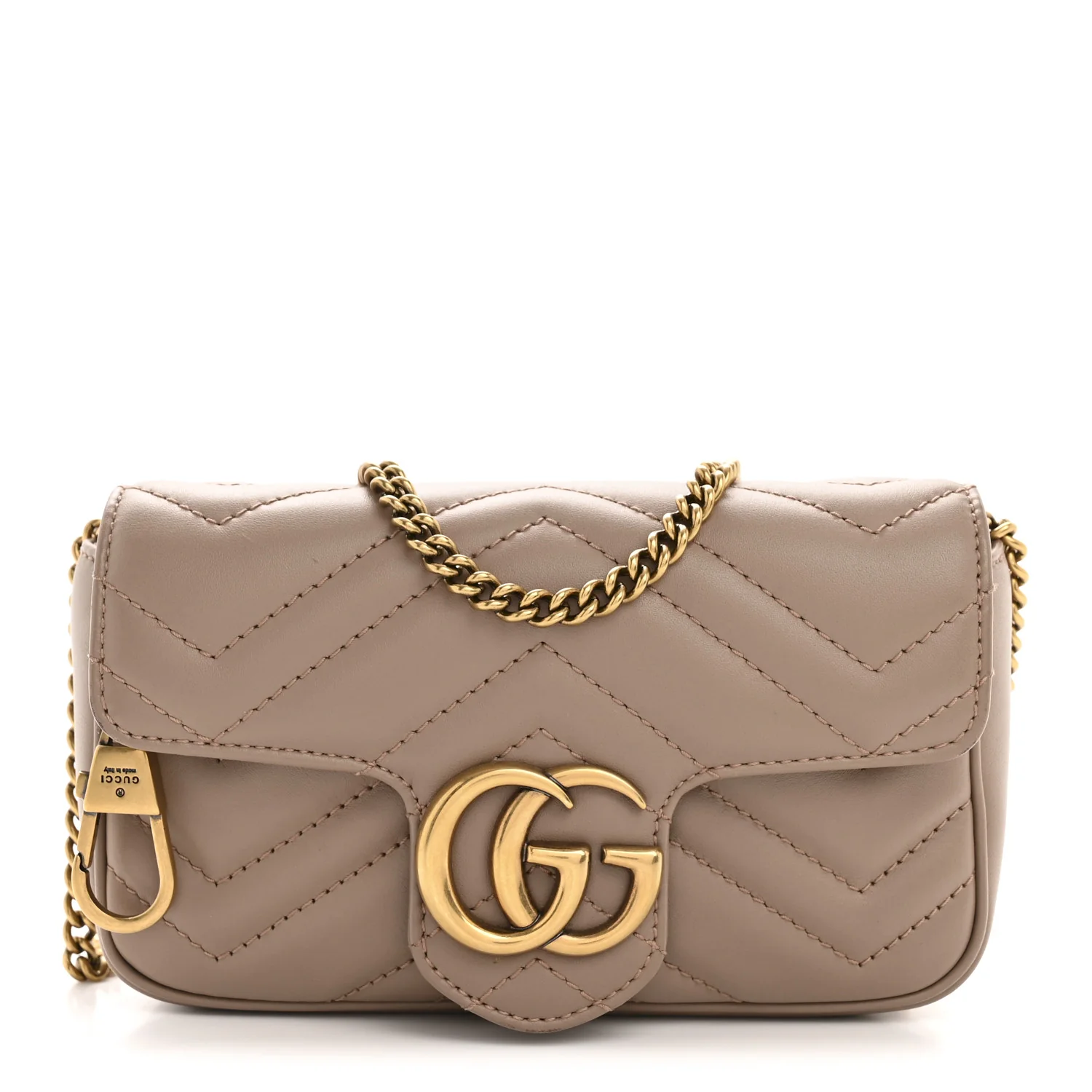 Calfskin Matelasse Super Mini GG Marmont Shoulder Bag Porcelain Rose