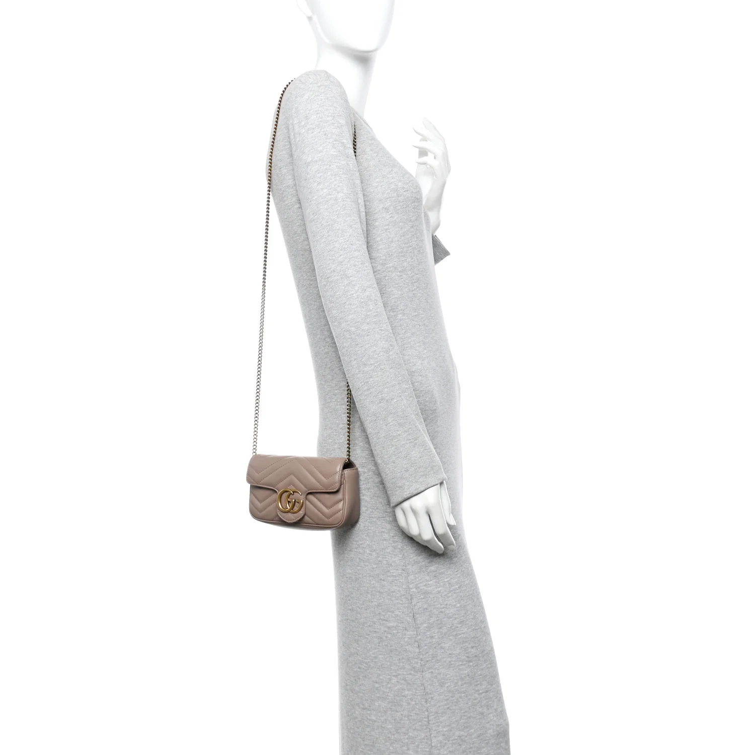 Calfskin Matelasse Super Mini GG Marmont Shoulder Bag Porcelain Rose - Image 2