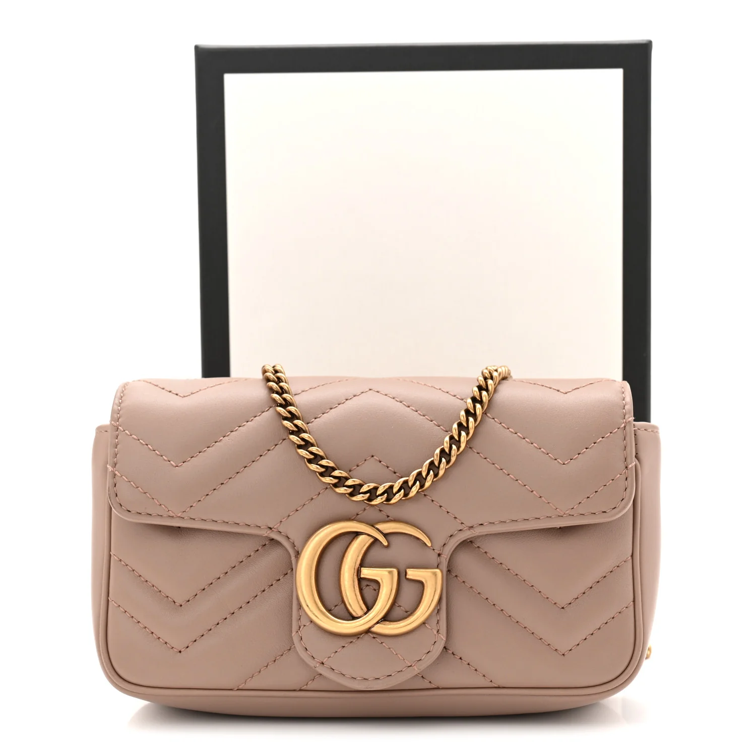 Calfskin Matelasse Super Mini GG Marmont Shoulder Bag Porcelain Rose - Image 11