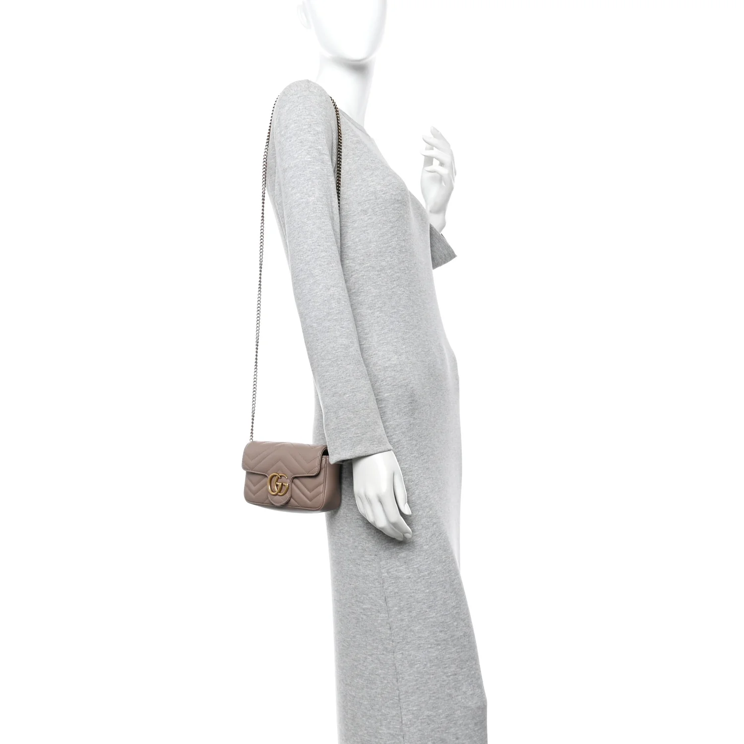 Calfskin Matelasse Super Mini GG Marmont Shoulder Bag Porcelain Rose - Image 2