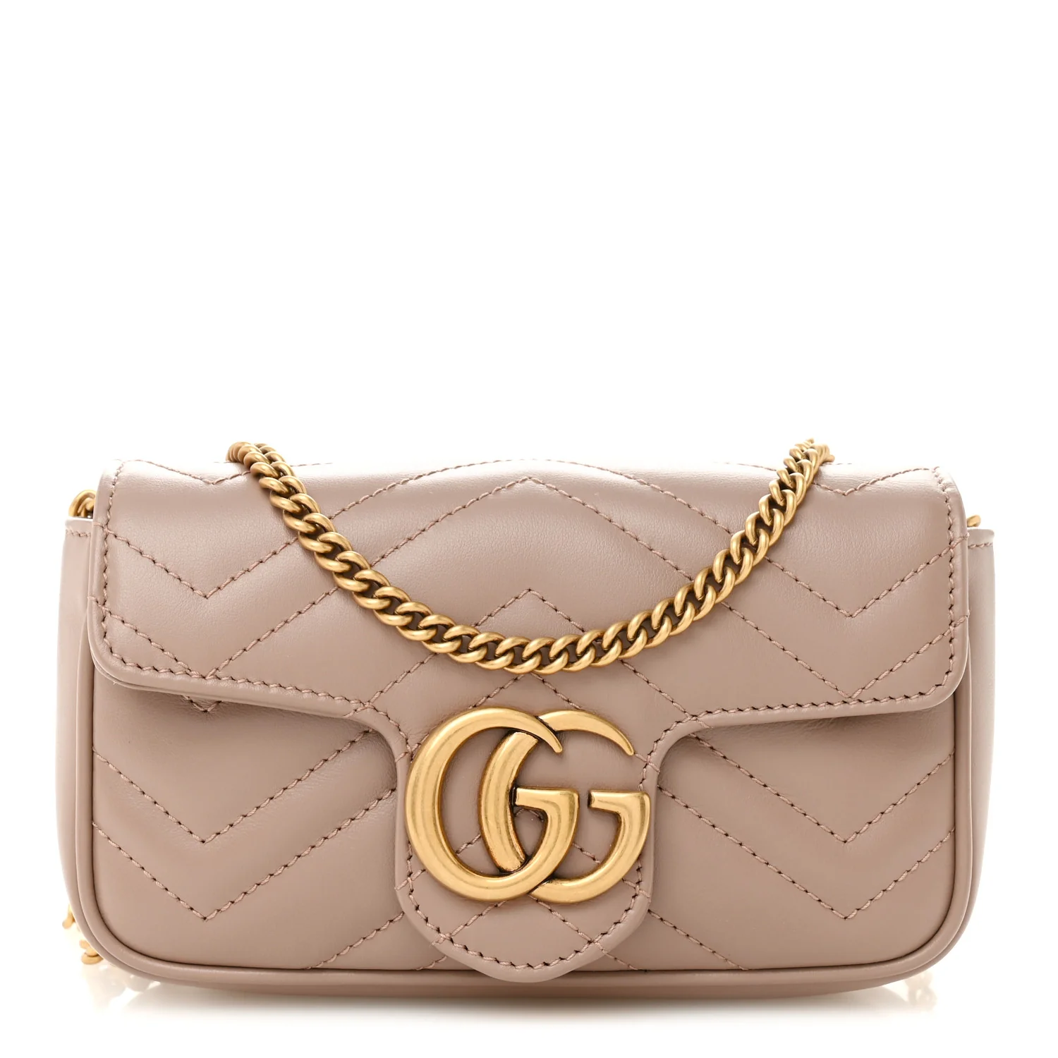 Calfskin Matelasse Super Mini GG Marmont Shoulder Bag Porcelain Rose