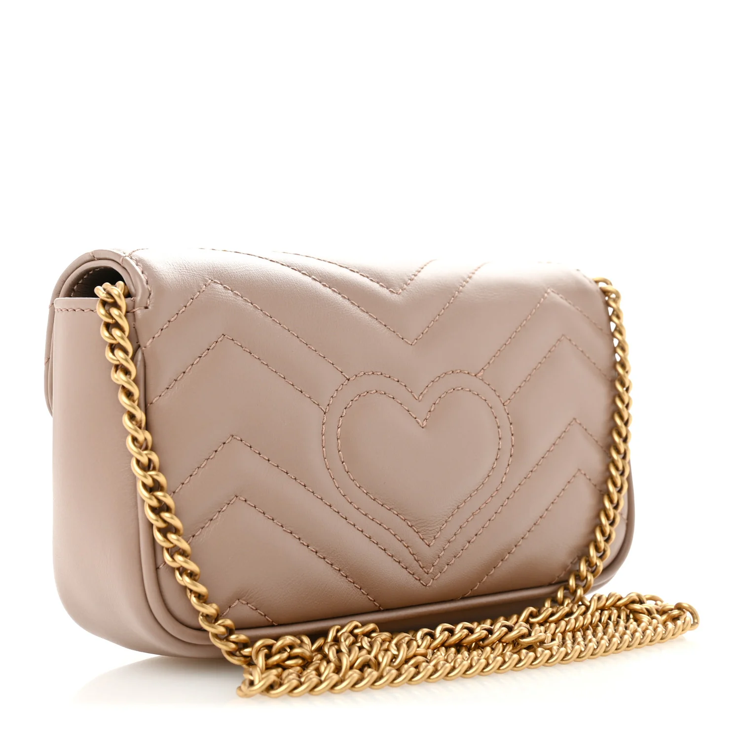 Calfskin Matelasse Super Mini GG Marmont Shoulder Bag Porcelain Rose - Image 3