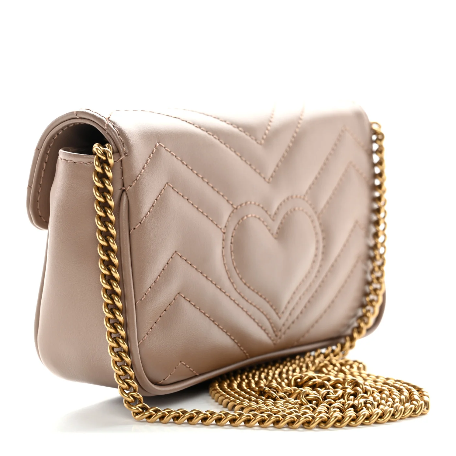 Calfskin Matelasse Super Mini GG Marmont Shoulder Bag Porcelain Rose - Image 3