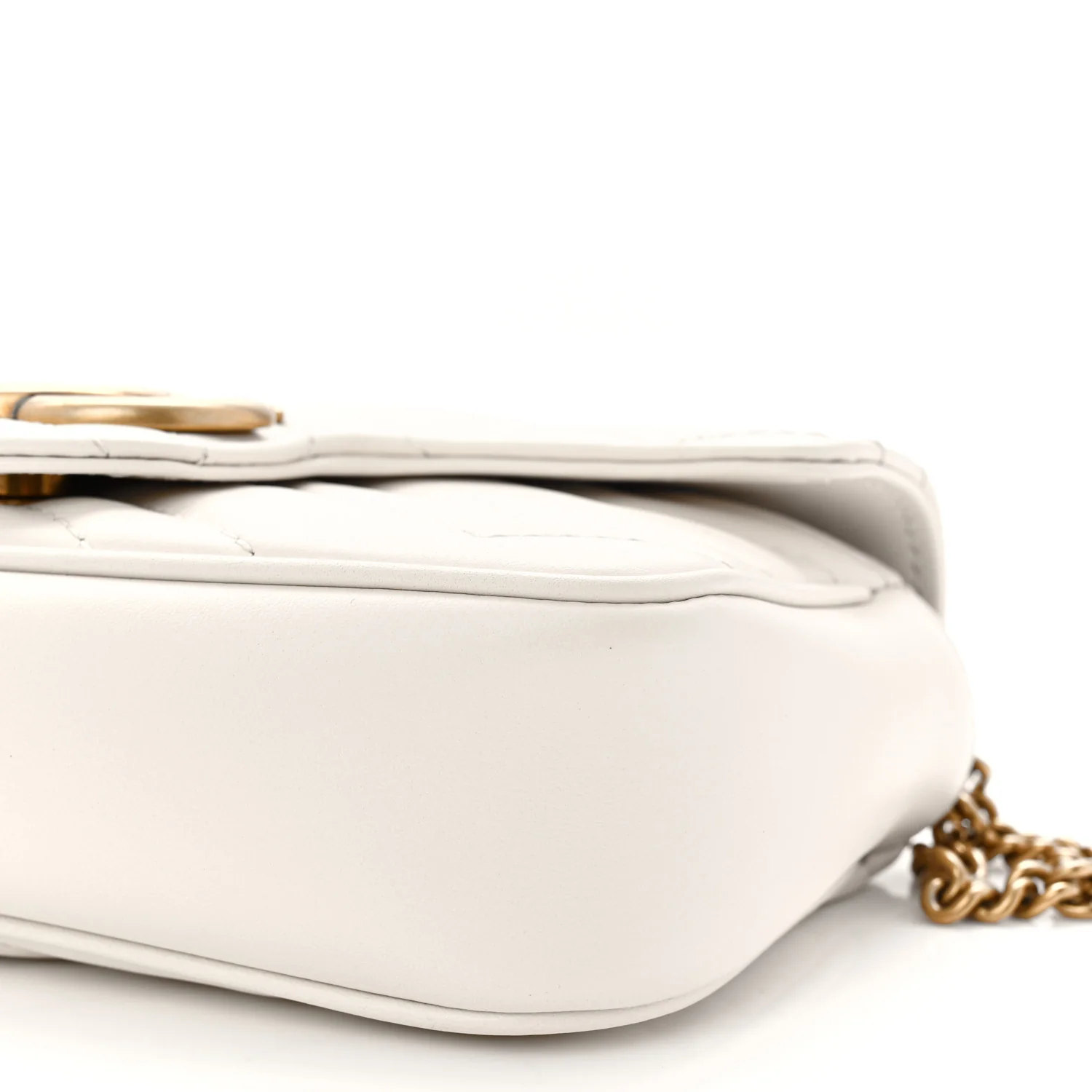 Calfskin Matelasse Super Mini GG Marmont Shoulder Bag White - Image 10