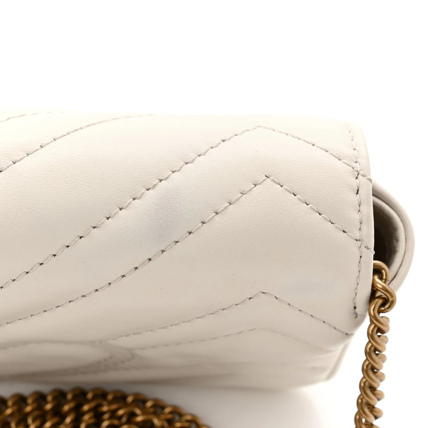 Calfskin Matelasse Super Mini GG Marmont Shoulder Bag White - Image 11