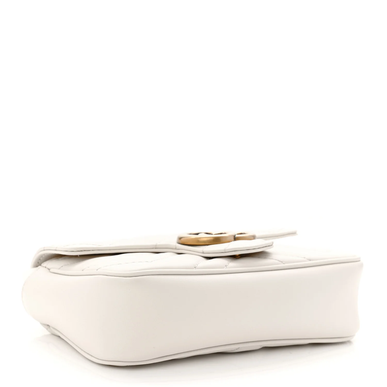 Calfskin Matelasse Super Mini GG Marmont Shoulder Bag White - Image 4