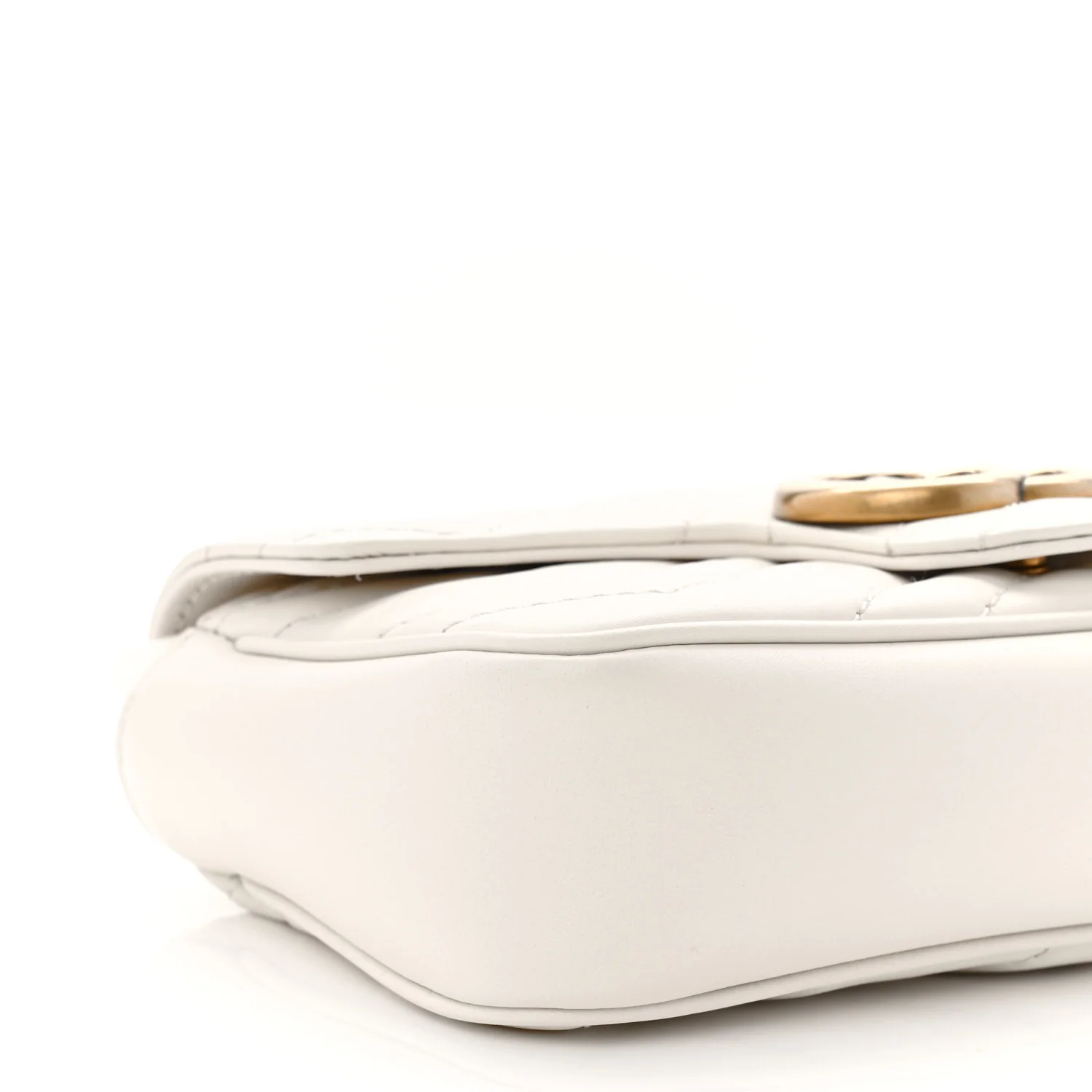 Calfskin Matelasse Super Mini GG Marmont Shoulder Bag White - Image 9